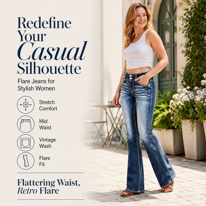 Women's Mid-Rise Stretch Bootcut Jeans