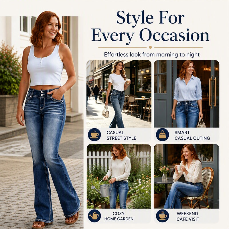 Women's Mid-Rise Stretch Bootcut Jeans