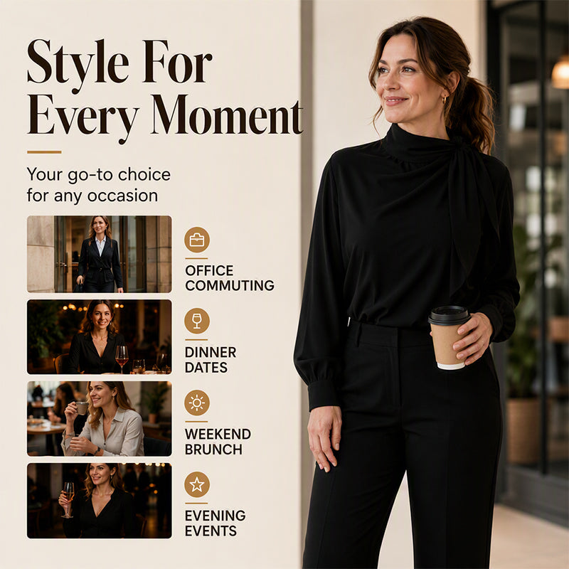 Women's Stand Collar Long Sleeve Blouse