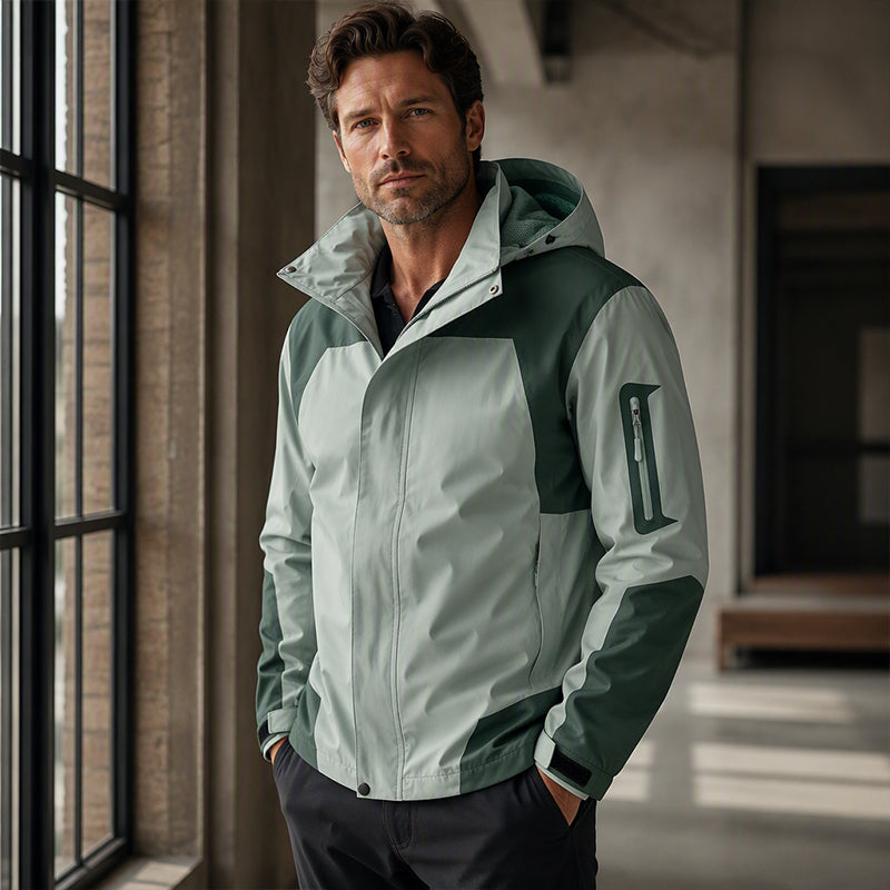 Men's Color-Block Windproof Outdoor Jacket