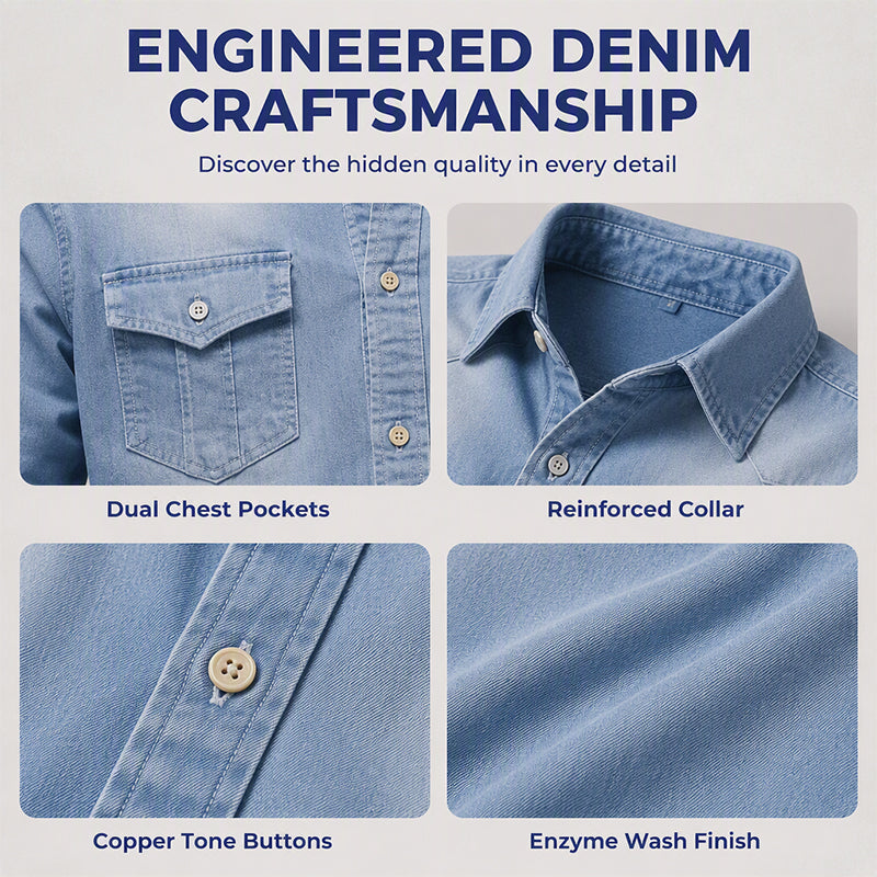 Men's Casual Long Sleeve Denim Shirt