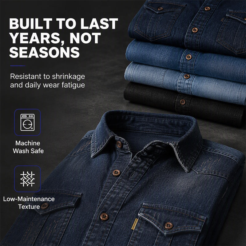 Men's Casual Long Sleeve Denim Shirt