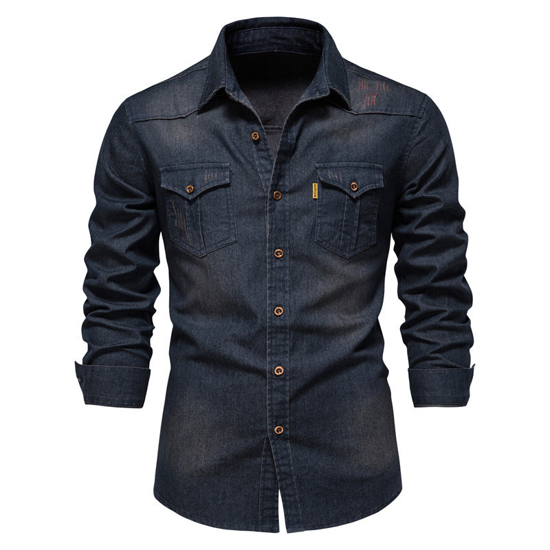 Men's Casual Long Sleeve Denim Shirt