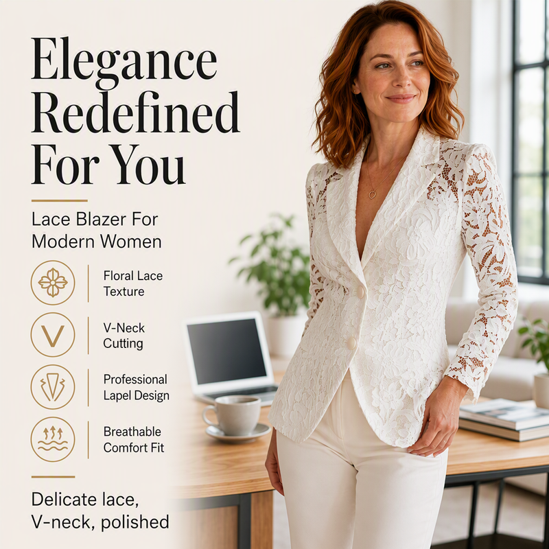 Women's Elegant Lace V-Neck Blazer
