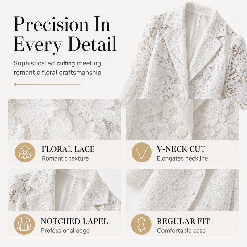 Women's Elegant Lace V-Neck Blazer
