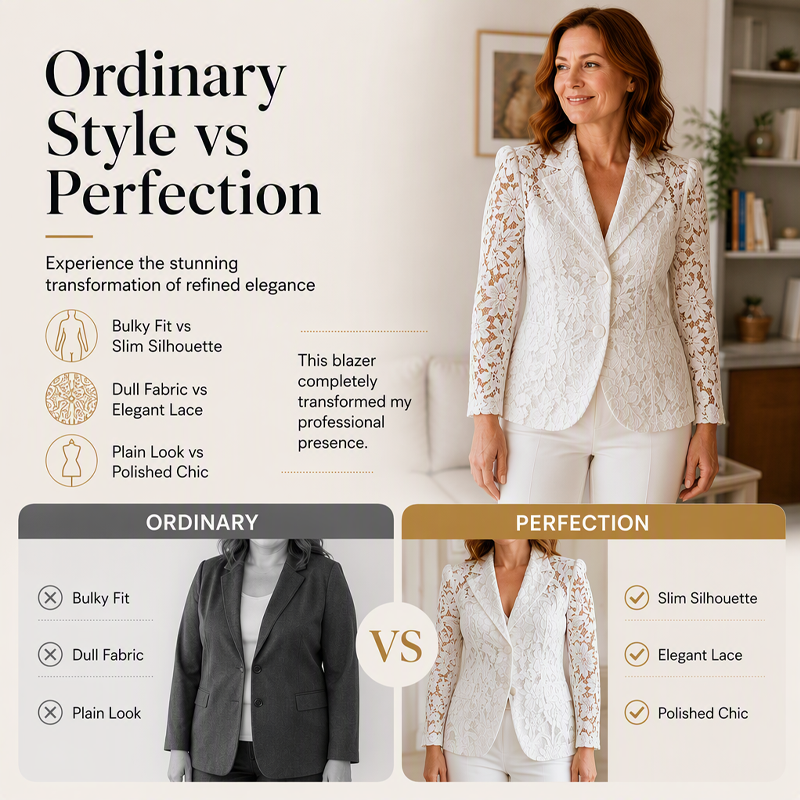 Women's Elegant Lace V-Neck Blazer