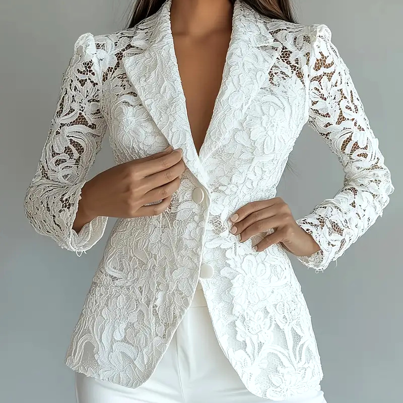 Women's Elegant Lace V-Neck Blazer