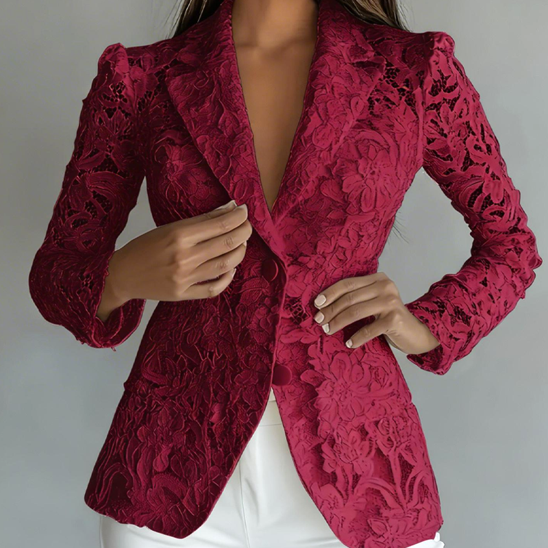 Women's Elegant Lace V-Neck Blazer