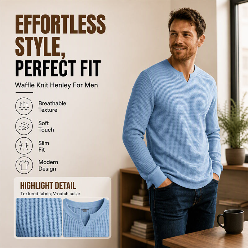 Men's Slim Fit Waffle Knit V-Neck Shirt