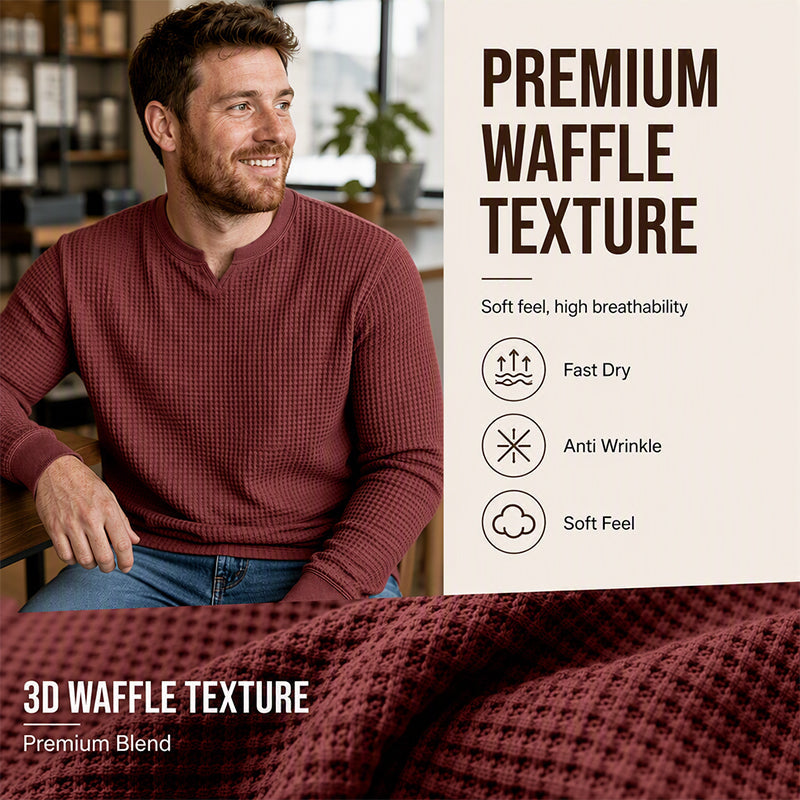 Men's Slim Fit Waffle Knit V-Neck Shirt