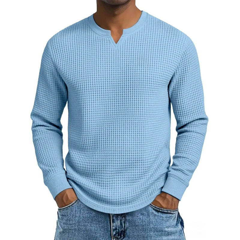 Men's Slim Fit Waffle Knit V-Neck Shirt