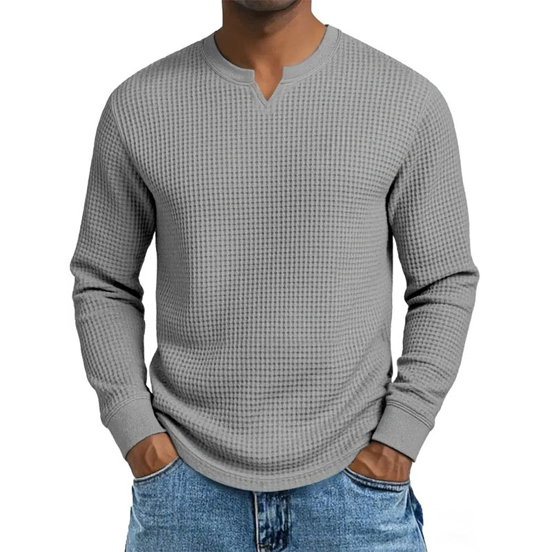 Men's Slim Fit Waffle Knit V-Neck Shirt