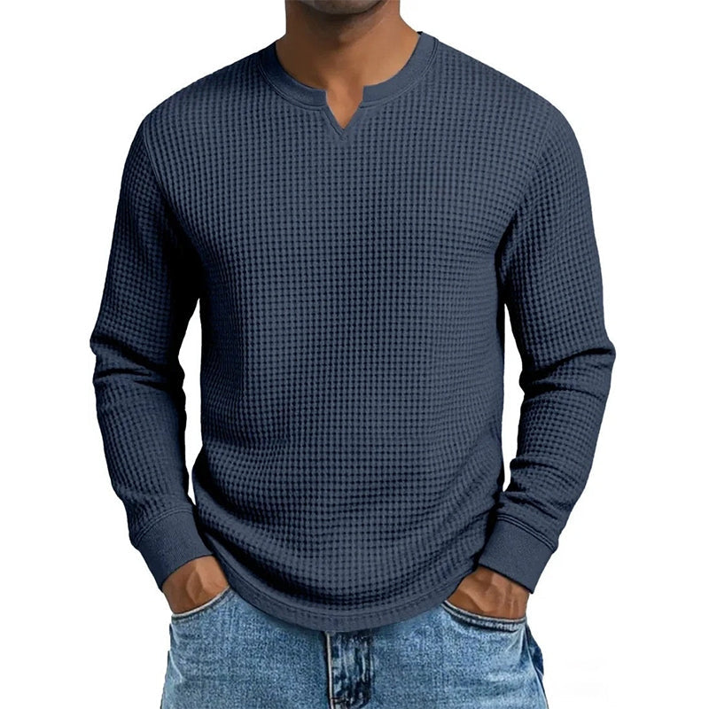 Men's Slim Fit Waffle Knit V-Neck Shirt