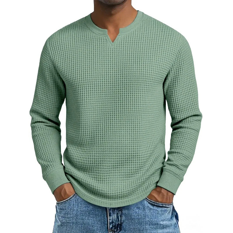 Men's Slim Fit Waffle Knit V-Neck Shirt