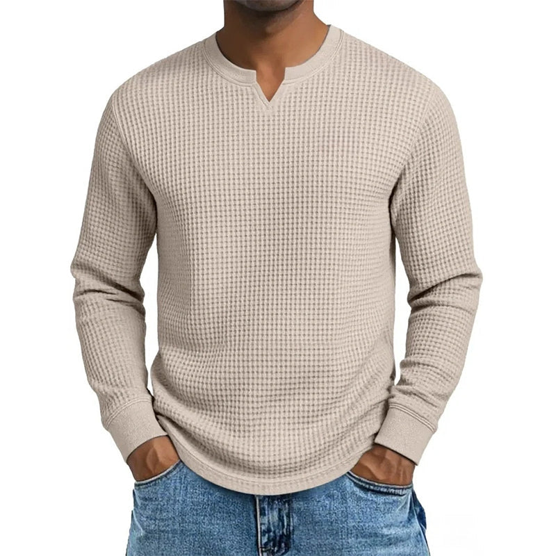 Men's Slim Fit Waffle Knit V-Neck Shirt