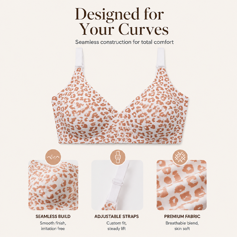 Women's Leopard Print Wireless Push-Up Bra