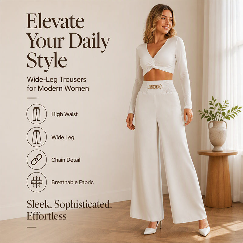 Women's Smocked Elastic Waist Wide-Leg Pants