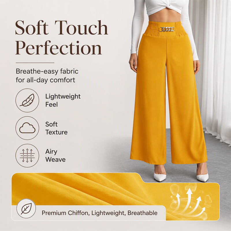 Women's Smocked Elastic Waist Wide-Leg Pants