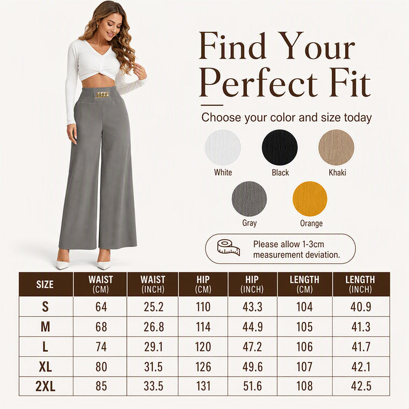 Women's Smocked Elastic Waist Wide-Leg Pants