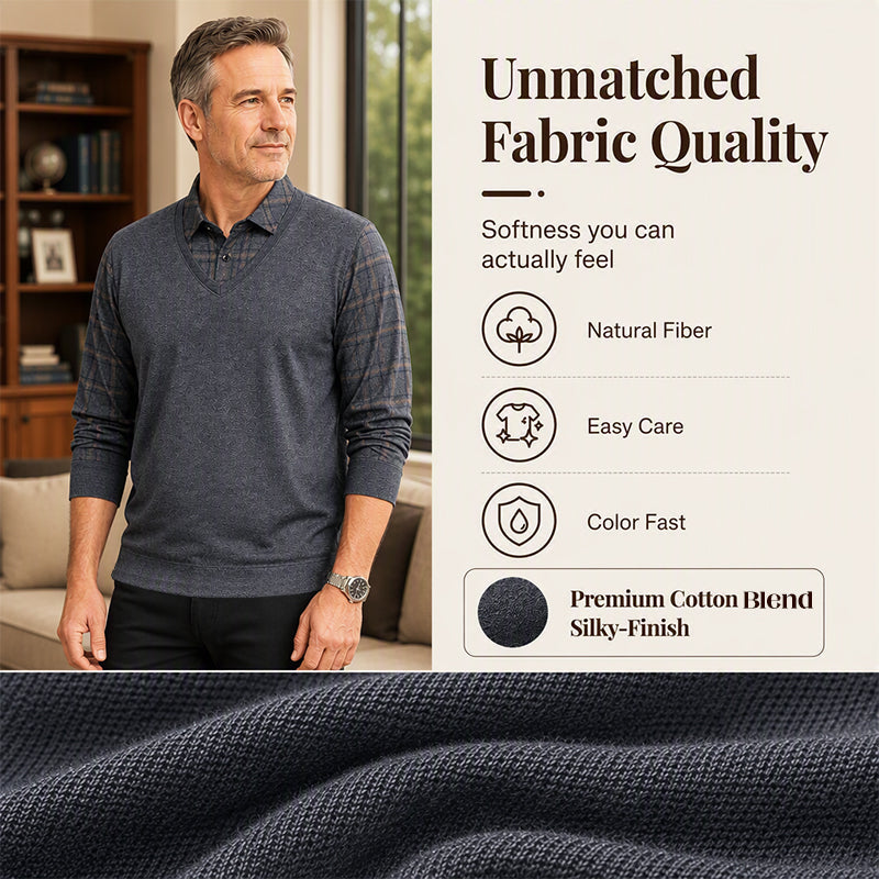 Men's Long Sleeve Fake Two Piece Top