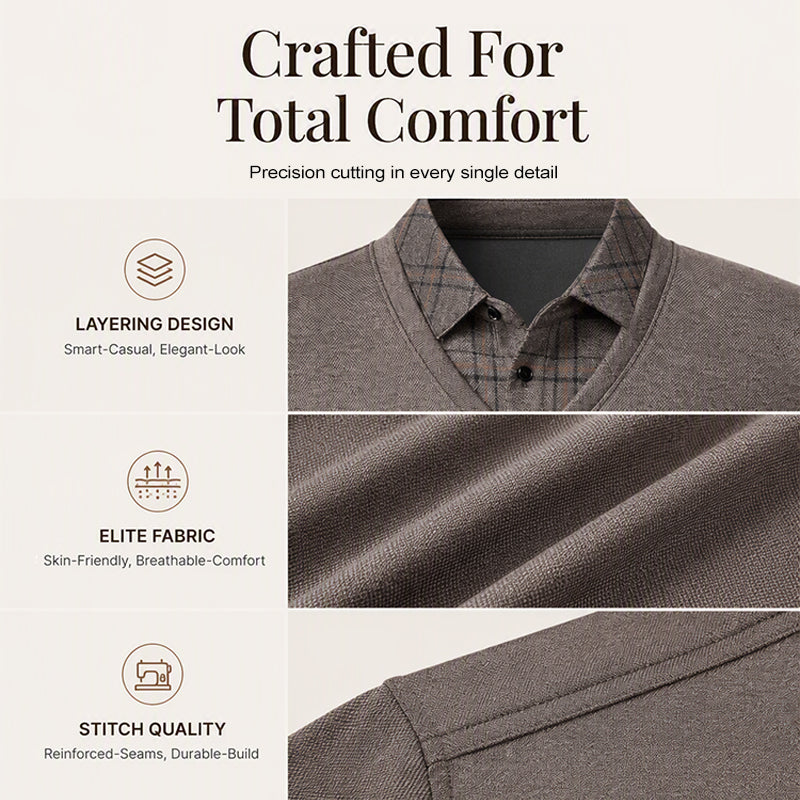 Men's Long Sleeve Fake Two Piece Top