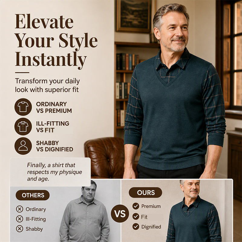 Men's Long Sleeve Fake Two Piece Top