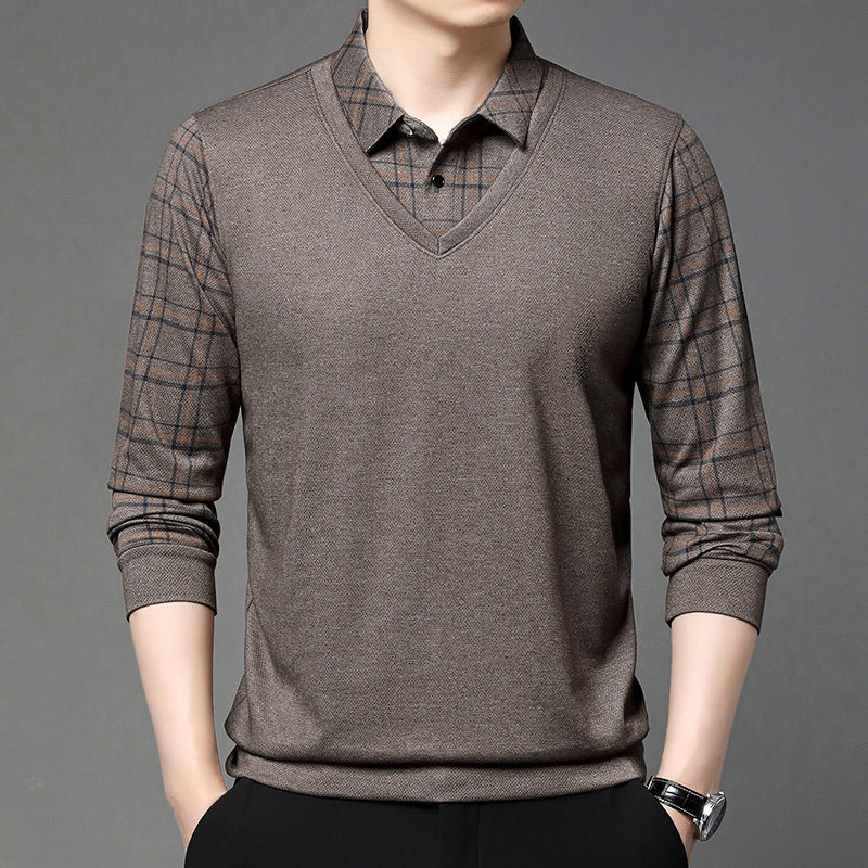 Men's Long Sleeve Fake Two Piece Top