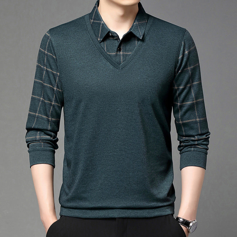 Men's Long Sleeve Fake Two Piece Top
