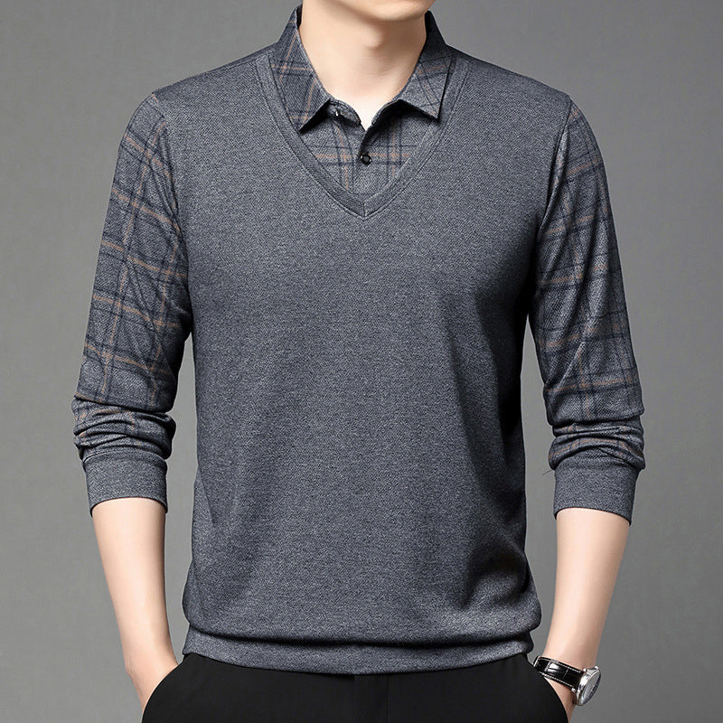 Men's Long Sleeve Fake Two Piece Top