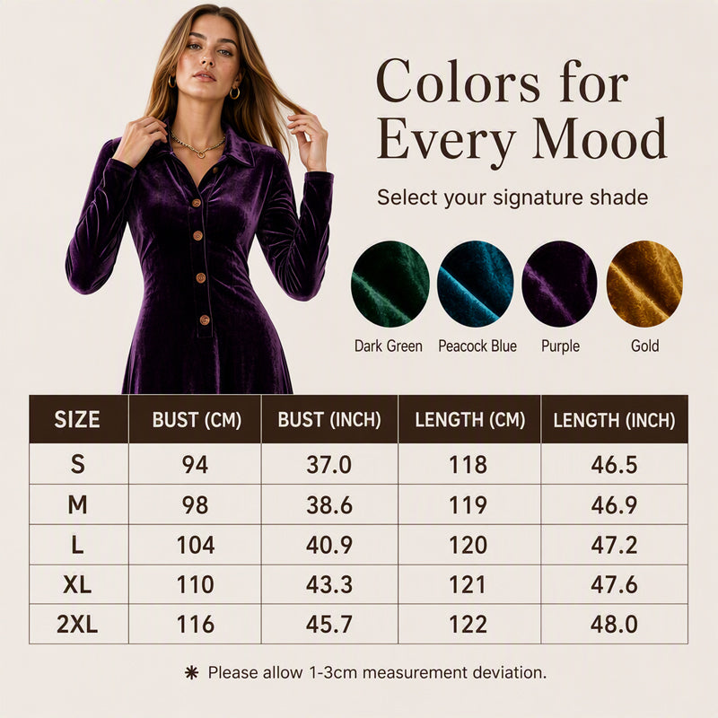 Women's Vintage Button-Front Velvet A-Line Dress