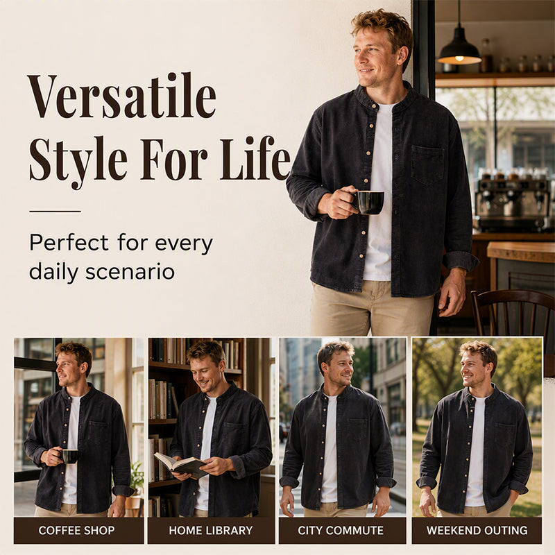 Men's Casual Corduroy Long Sleeve Shirt