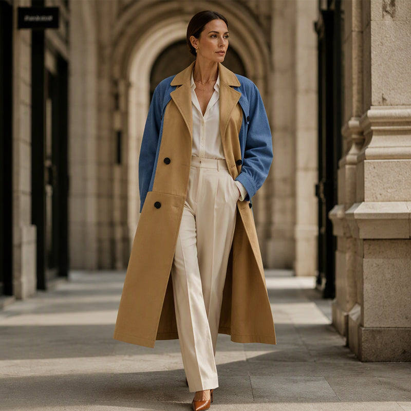 Women's Denim Patchwork Lapel Jacket