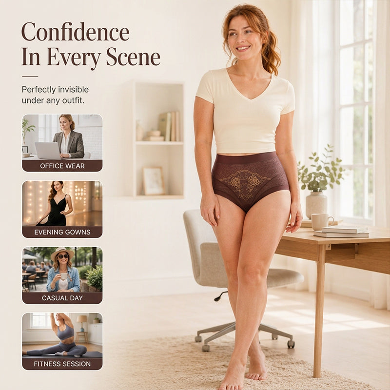 Women's High Waist Tummy Control Lace Panties