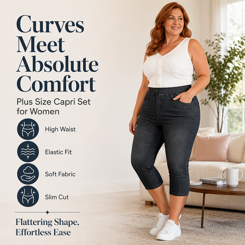 Women's Plus Size Stretch Capri Jeans