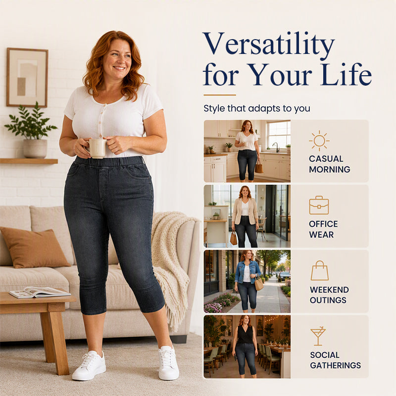 Women's Plus Size Stretch Capri Jeans