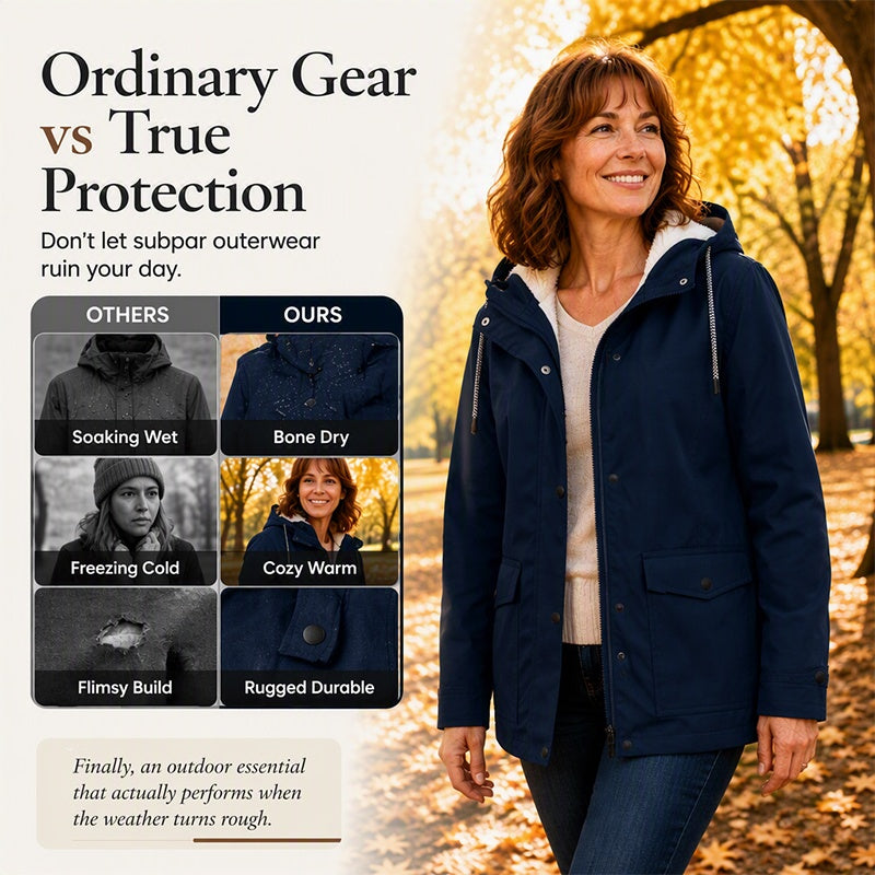 Women's Plush-Lined Windproof Hooded Jacket