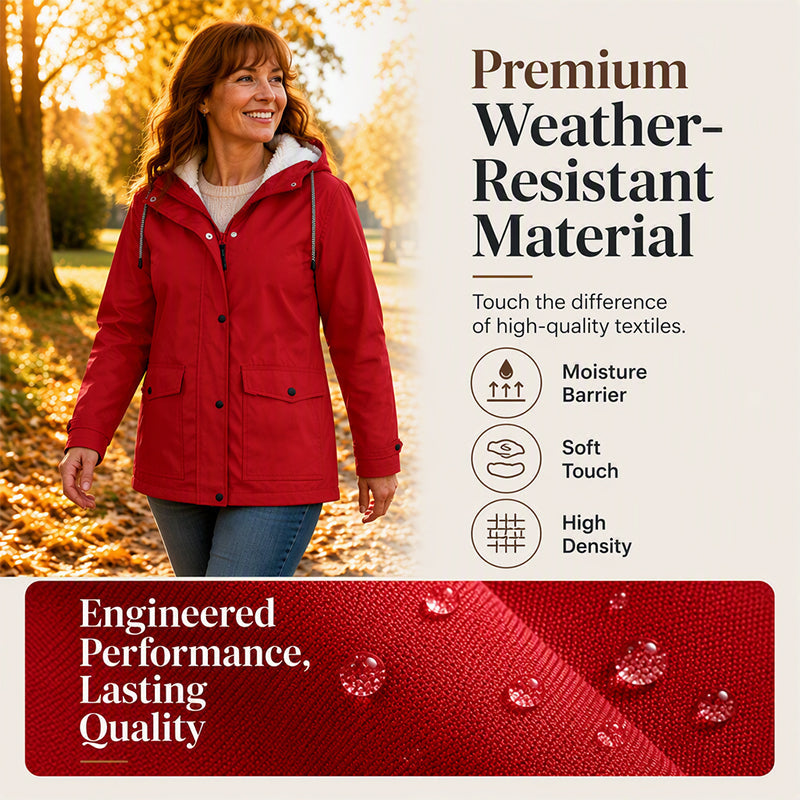 Women's Plush-Lined Windproof Hooded Jacket