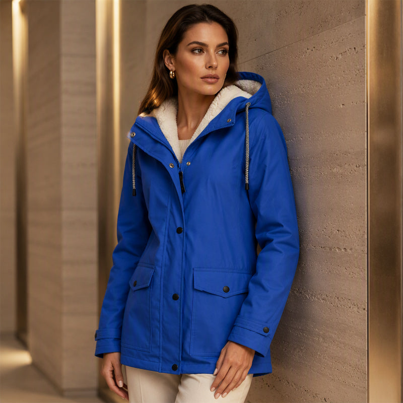 Women's Plush-Lined Windproof Hooded Jacket