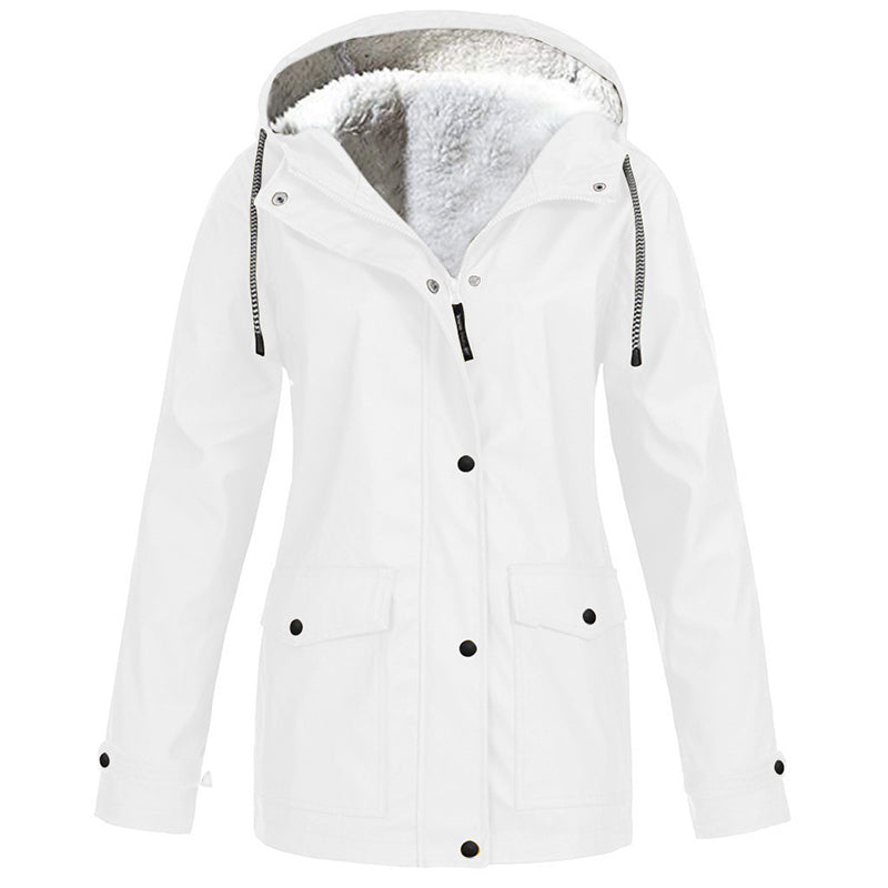 Women's Plush-Lined Windproof Hooded Jacket