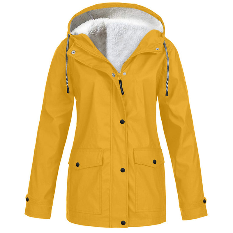 Women's Plush-Lined Windproof Hooded Jacket