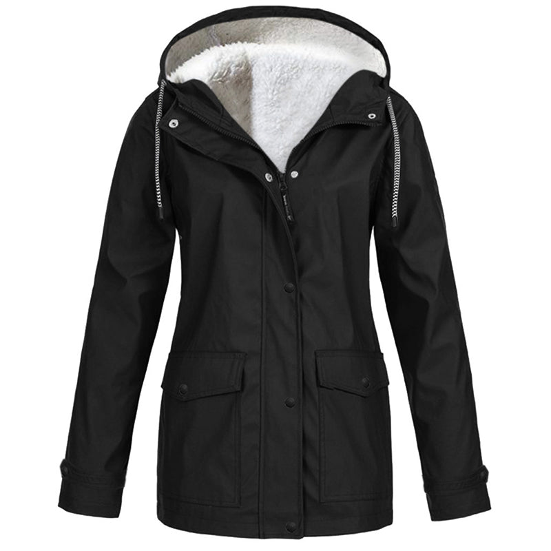 Women's Plush-Lined Windproof Hooded Jacket
