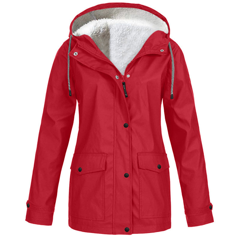 Women's Plush-Lined Windproof Hooded Jacket