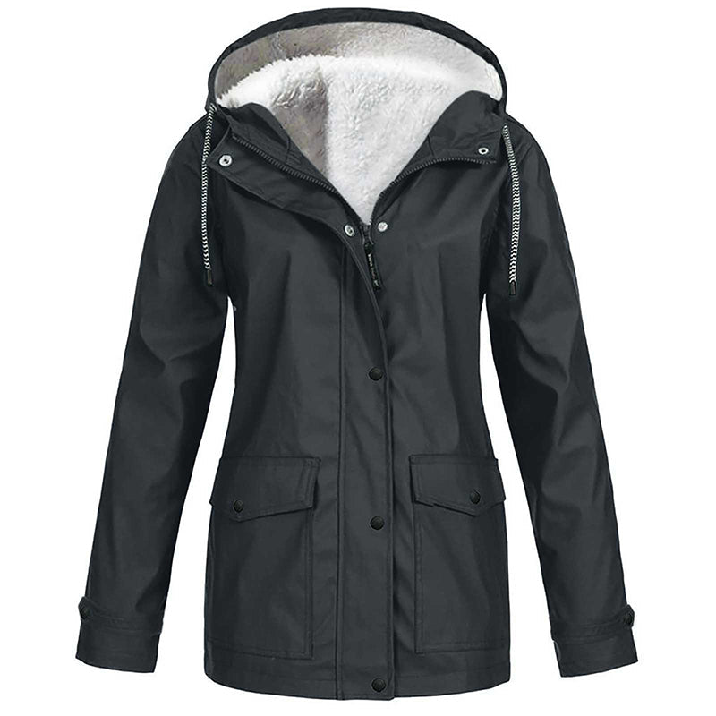 Women's Plush-Lined Windproof Hooded Jacket