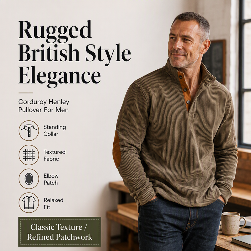 Men's Corduroy Stand Collar Sweatshirt