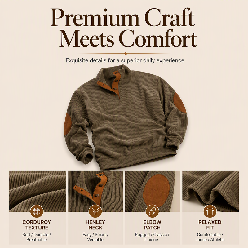 Men's Corduroy Stand Collar Sweatshirt
