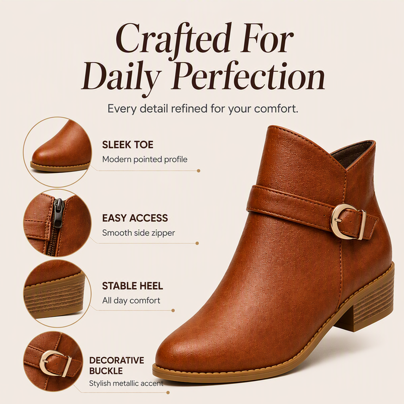 Women's Retro Ankle Boots with Side Zipper
