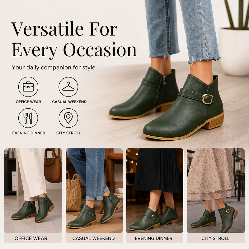 Women's Retro Ankle Boots with Side Zipper