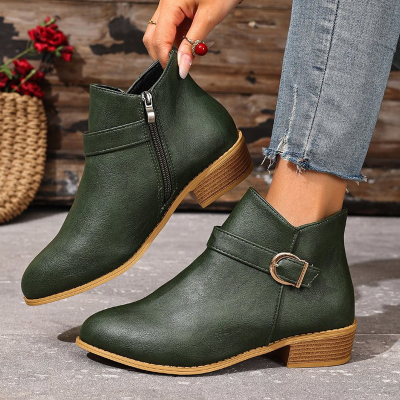 Women's Retro Ankle Boots with Side Zipper
