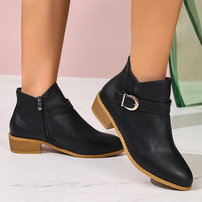 Women's Retro Ankle Boots with Side Zipper