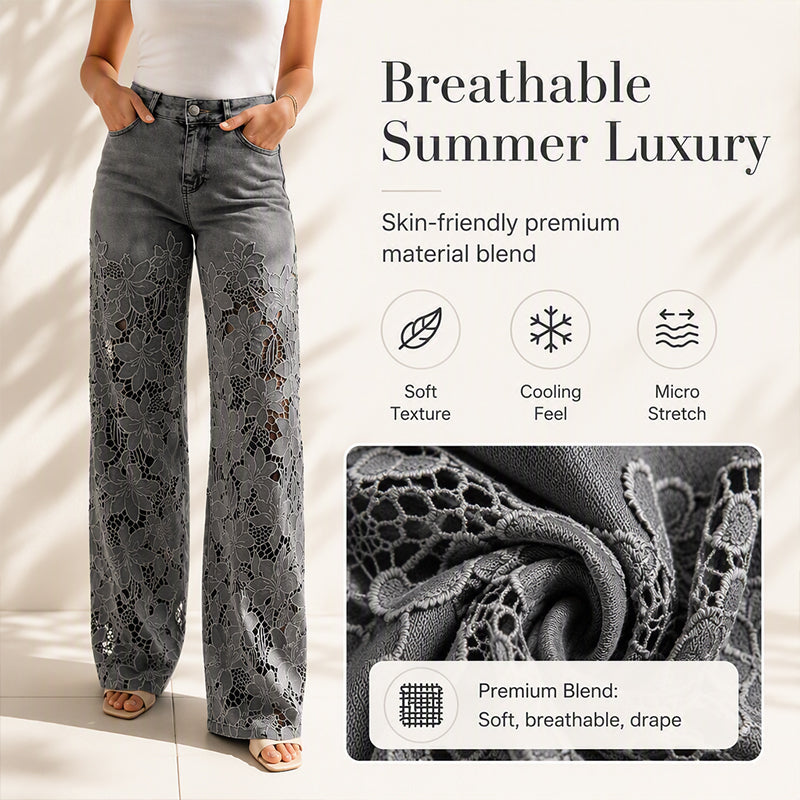 Women's Hollow-Out Lace Patchwork Jeans